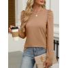 imageANRABESS Womens Puff Long Sleeve Shirts Crewneck Fall Tops Basic Dressy Casual Blouses 2025 Trendy OutfitsDeep Khaki