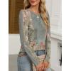 imageANRABESS Womens Puff Long Sleeve Shirts Crewneck Fall Tops Basic Dressy Casual Blouses 2025 Trendy OutfitsFloral Green Flower