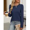 imageANRABESS Womens Puff Long Sleeve Shirts Crewneck Fall Tops Basic Dressy Casual Blouses 2025 Trendy OutfitsNavy Blue