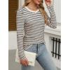 imageANRABESS Womens Puff Long Sleeve Shirts Crewneck Fall Tops Basic Dressy Casual Blouses 2025 Trendy OutfitsStripe Almond