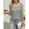 imageANRABESS Womens Puff Long Sleeve Shirts Crewneck Fall Tops Basic Dressy Casual Blouses 2025 Trendy OutfitsStripe Almond