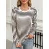 imageANRABESS Womens Puff Long Sleeve Shirts Crewneck Fall Tops Basic Dressy Casual Blouses 2025 Trendy OutfitsStripe Almond