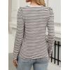 imageANRABESS Womens Puff Long Sleeve Shirts Crewneck Fall Tops Basic Dressy Casual Blouses 2025 Trendy OutfitsStripe Almond