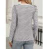 imageANRABESS Womens Puff Long Sleeve Shirts Crewneck Fall Tops Basic Dressy Casual Blouses 2025 Trendy OutfitsStripe Black