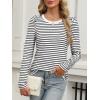 imageANRABESS Womens Puff Long Sleeve Shirts Crewneck Fall Tops Basic Dressy Casual Blouses 2025 Trendy OutfitsStripe Black