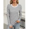 imageANRABESS Womens Puff Long Sleeve Shirts Crewneck Fall Tops Basic Dressy Casual Blouses 2025 Trendy OutfitsStripe Black