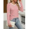 imageANRABESS Womens Puff Long Sleeve Shirts Crewneck Fall Tops Basic Dressy Casual Blouses 2025 Trendy OutfitsStripe Coral Red