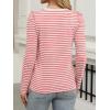 imageANRABESS Womens Puff Long Sleeve Shirts Crewneck Fall Tops Basic Dressy Casual Blouses 2025 Trendy OutfitsStripe Coral Red