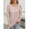 imageANRABESS Womens Puff Long Sleeve Shirts Crewneck Fall Tops Basic Dressy Casual Blouses 2025 Trendy OutfitsStripe Light Khaki