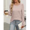 imageANRABESS Womens Puff Long Sleeve Shirts Crewneck Fall Tops Basic Dressy Casual Blouses 2025 Trendy OutfitsStripe Light Khaki