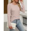 imageANRABESS Womens Puff Long Sleeve Shirts Crewneck Fall Tops Basic Dressy Casual Blouses 2025 Trendy OutfitsStripe Light Khaki