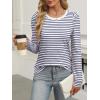 imageANRABESS Womens Puff Long Sleeve Shirts Crewneck Fall Tops Basic Dressy Casual Blouses 2025 Trendy OutfitsStripe Navy Blue