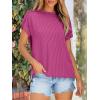 imageANRABESS Womens Short Sleeve Crewneck Shirts Ribbed Knit High Low Hem T Shirt 2025 Summer Spring Casual Tops Trendy ClothesHot Pink