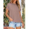 imageANRABESS Womens Short Sleeve Crewneck Shirts Ribbed Knit High Low Hem T Shirt 2025 Summer Spring Casual Tops Trendy ClothesKhaki Pink