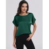 imageANRABESS Womens Summer Dressy Casual Short Sleeve Shirts Crewneck Satin 2025 Business Office Work Blouse TopsGreen