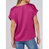 imageANRABESS Womens Summer Dressy Casual Short Sleeve Shirts Crewneck Satin 2025 Business Office Work Blouse TopsHot Pink