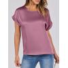 imageANRABESS Womens Summer Dressy Casual Short Sleeve Shirts Crewneck Satin 2025 Business Office Work Blouse TopsPink Purple