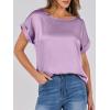 imageANRABESS Womens Summer Dressy Casual Short Sleeve Shirts Crewneck Satin 2025 Business Office Work Blouse TopsPurple