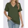 imageANRABESS Womens T Shirts Short Sleeve V Neck Shirts Summer Loose Fit Dressy Tops Business Casual Blouses 2025 Basic TeesArmy Green
