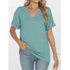 imageANRABESS Womens T Shirts Short Sleeve V Neck Shirts Summer Loose Fit Dressy Tops Business Casual Blouses 2025 Basic TeesGreen Blue
