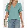 imageANRABESS Womens T Shirts Short Sleeve V Neck Shirts Summer Loose Fit Dressy Tops Business Casual Blouses 2025 Basic TeesGreen Blue
