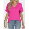 imageANRABESS Womens T Shirts Short Sleeve V Neck Shirts Summer Loose Fit Dressy Tops Business Casual Blouses 2025 Basic TeesHot Pink