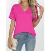 imageANRABESS Womens T Shirts Short Sleeve V Neck Shirts Summer Loose Fit Dressy Tops Business Casual Blouses 2025 Basic TeesHot Pink