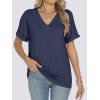 imageANRABESS Womens T Shirts Short Sleeve V Neck Shirts Summer Loose Fit Dressy Tops Business Casual Blouses 2025 Basic TeesNavy Blue