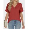 imageANRABESS Womens T Shirts Short Sleeve V Neck Shirts Summer Loose Fit Dressy Tops Business Casual Blouses 2025 Basic TeesRed
