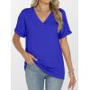 imageANRABESS Womens T Shirts Short Sleeve V Neck Shirts Summer Loose Fit Dressy Tops Business Casual Blouses 2025 Basic TeesRoyal Blue