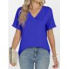 imageANRABESS Womens T Shirts Short Sleeve V Neck Shirts Summer Loose Fit Dressy Tops Business Casual Blouses 2025 Basic TeesRoyal Blue
