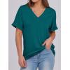 imageANRABESS Womens T Shirts Short Sleeve V Neck Shirts Summer Loose Fit Dressy Tops Business Casual Blouses 2025 Basic TeesTeal