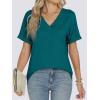 imageANRABESS Womens T Shirts Short Sleeve V Neck Shirts Summer Loose Fit Dressy Tops Business Casual Blouses 2025 Basic TeesTeal
