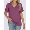 imageANRABESS Womens T Shirts Short Sleeve V Neck Shirts Summer Loose Fit Dressy Tops Business Casual Blouses 2025 Basic TeesWine Red
