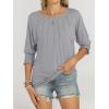 imageANRABESS Womens Tops 34 Sleeve Crewneck Pleated Dressy Casual Shirts 2025 Summer Business Basic Tee Blouses Work OutfitsGrey