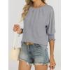 imageANRABESS Womens Tops 34 Sleeve Crewneck Pleated Dressy Casual Shirts 2025 Summer Business Basic Tee Blouses Work OutfitsGrey