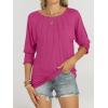 imageANRABESS Womens Tops 34 Sleeve Crewneck Pleated Dressy Casual Shirts 2025 Summer Business Basic Tee Blouses Work OutfitsHot Pink