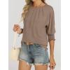 imageANRABESS Womens Tops 34 Sleeve Crewneck Pleated Dressy Casual Shirts 2025 Summer Business Basic Tee Blouses Work OutfitsKhaki