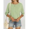 imageANRABESS Womens Tops 34 Sleeve Crewneck Pleated Dressy Casual Shirts 2025 Summer Business Basic Tee Blouses Work OutfitsLight Green