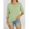 imageANRABESS Womens Tops 34 Sleeve Crewneck Pleated Dressy Casual Shirts 2025 Summer Business Basic Tee Blouses Work OutfitsLight Green