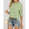 imageANRABESS Womens Tops 34 Sleeve Crewneck Pleated Dressy Casual Shirts 2025 Summer Business Basic Tee Blouses Work OutfitsLight Green