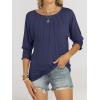 imageANRABESS Womens Tops 34 Sleeve Crewneck Pleated Dressy Casual Shirts 2025 Summer Business Basic Tee Blouses Work OutfitsNavy Blue