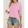 imageANRABESS Womens Tops 34 Sleeve Crewneck Pleated Dressy Casual Shirts 2025 Summer Business Basic Tee Blouses Work OutfitsPink
