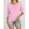 imageANRABESS Womens Tops 34 Sleeve Crewneck Pleated Dressy Casual Shirts 2025 Summer Business Basic Tee Blouses Work OutfitsPink