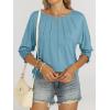 imageANRABESS Womens Tops 34 Sleeve Crewneck Pleated Dressy Casual Shirts 2025 Summer Business Basic Tee Blouses Work OutfitsTurquoise