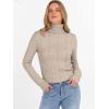 imageANRABESS Womens Turtleneck Cable Knit Sweaters Long Sleeve Fitted Business Casual Pullover Top 2025 Fall OutfitsLight Tan