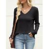 imageANRABESS Womens V Neck Sweaters 2025 Fall Long Sleeve Shirts Lightweight Ribbed Knit Basic Casual Office Work Tunic TopsBlack
