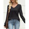imageANRABESS Womens V Neck Sweaters 2025 Fall Long Sleeve Shirts Lightweight Ribbed Knit Basic Casual Office Work Tunic TopsBlack