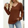 imageANRABESS Womens V Neck Sweaters 2025 Fall Long Sleeve Shirts Lightweight Ribbed Knit Basic Casual Office Work Tunic TopsBurnt Orange