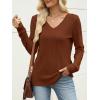 imageANRABESS Womens V Neck Sweaters 2025 Fall Long Sleeve Shirts Lightweight Ribbed Knit Basic Casual Office Work Tunic TopsBurnt Orange